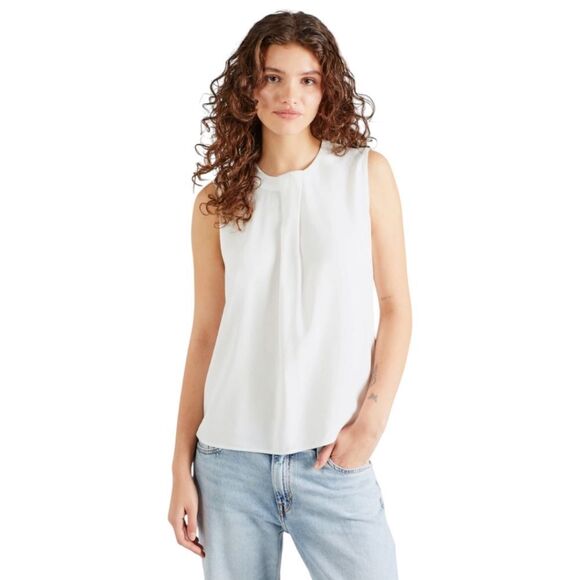 BLACK LABEL BY: CHICO'S Women's Size Lg. Cream Colored Pleated Dressy Blouse. - Picture 6 of 15